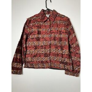 Parsley & Sage Jacket Colorful Long Sleeve Button Front Art To Wear Sz M
